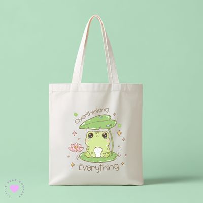 &quot;Overthinking Everything&quot; - Cute Frog Canvas Blend Tote Bag, Fun and Functional