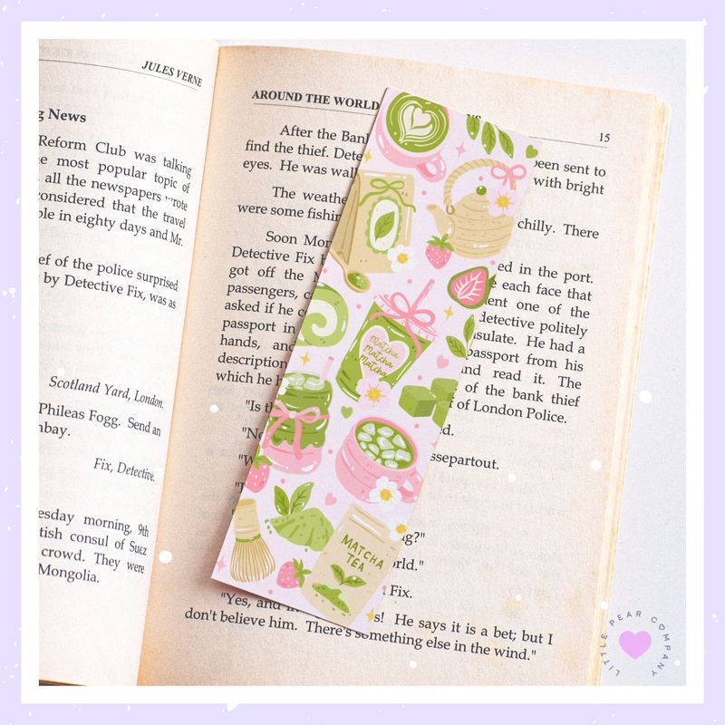 Matcha Girly 2x7 Bookmark, Cute Matcha Book Accessory