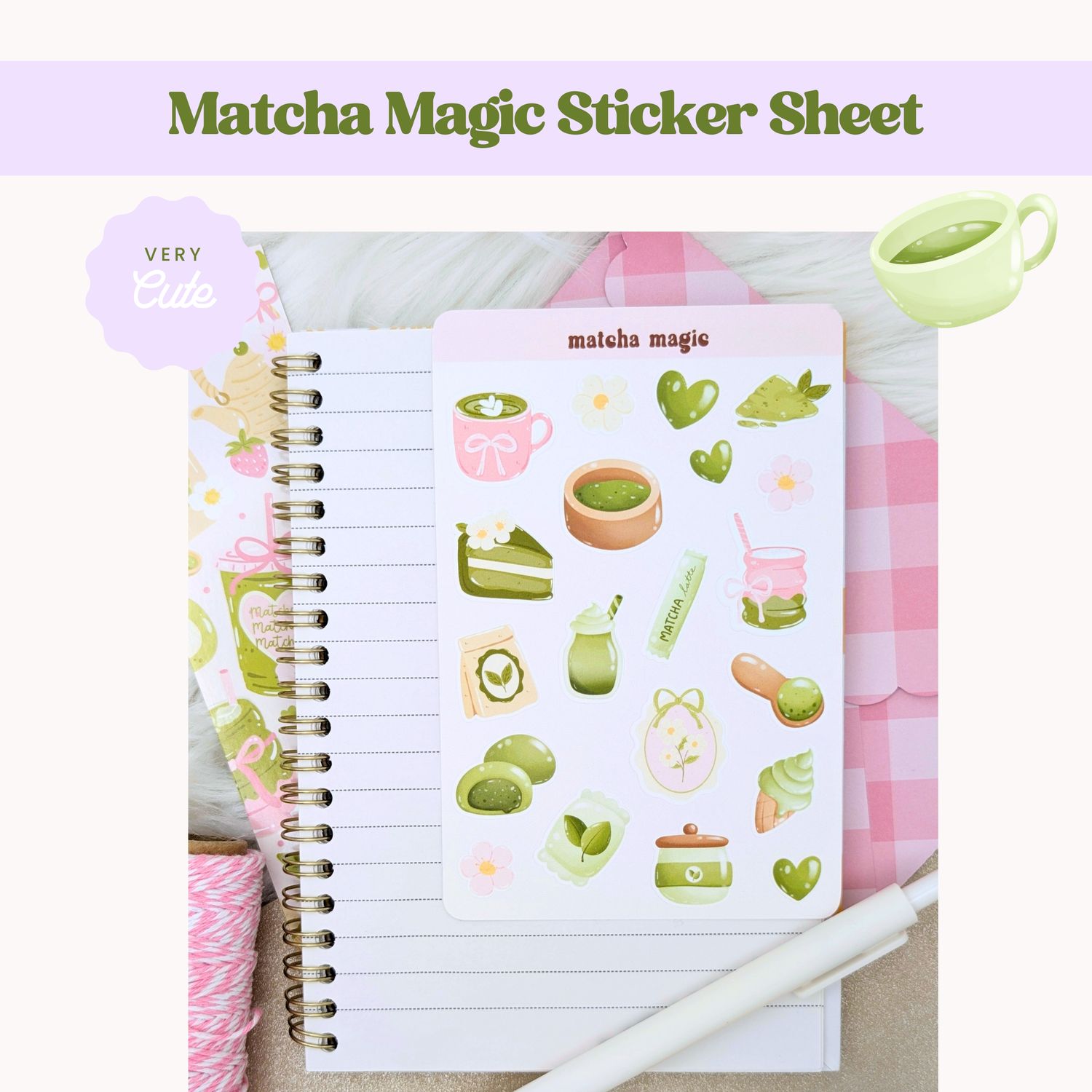 Matcha Magic Sticker Sheet, Cute Match Themed Stickers, Matcha Vibes! 💚