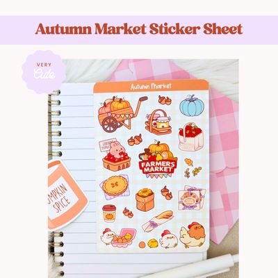 Autumn Market Sticker Sheet, Cute Fall Stickers