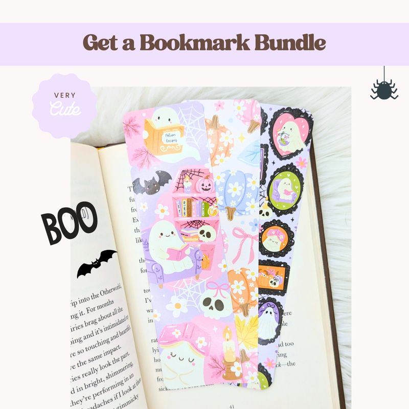 Pastel Ghost 2x7 Bookmark, Cute Halloween Ghost Bookmark, Ghost Book Accessory