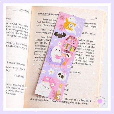Pastel Ghost 2x7 Laminated Bookmark, Cute Halloween Ghost Bookmark