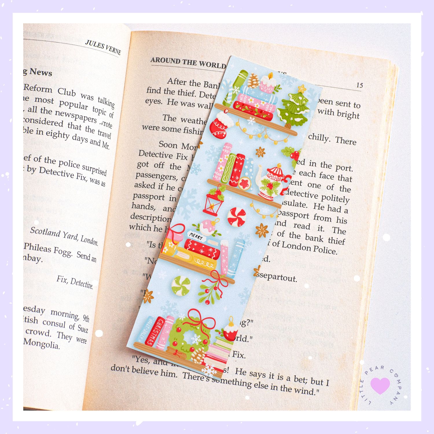 Cute Christmas Laminated Bookmark, 2x7 Holiday Book Accessory
