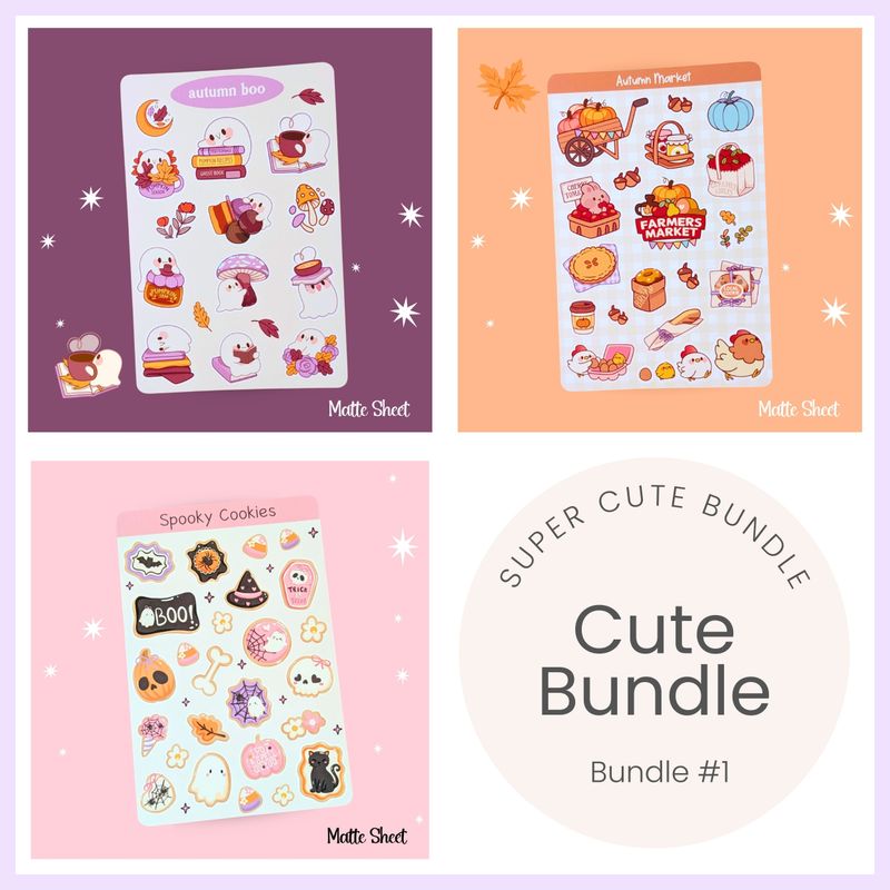 Cute Autumn Stickers, Fall Sticker Set/Pack, Kawaii Themed Stickers