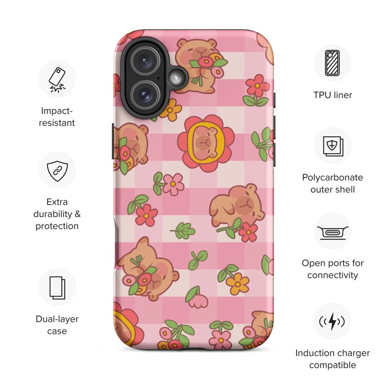 Cute and Quirky Capybara Tough Matte Phone Case for iPhone® 14, 15 + 16
