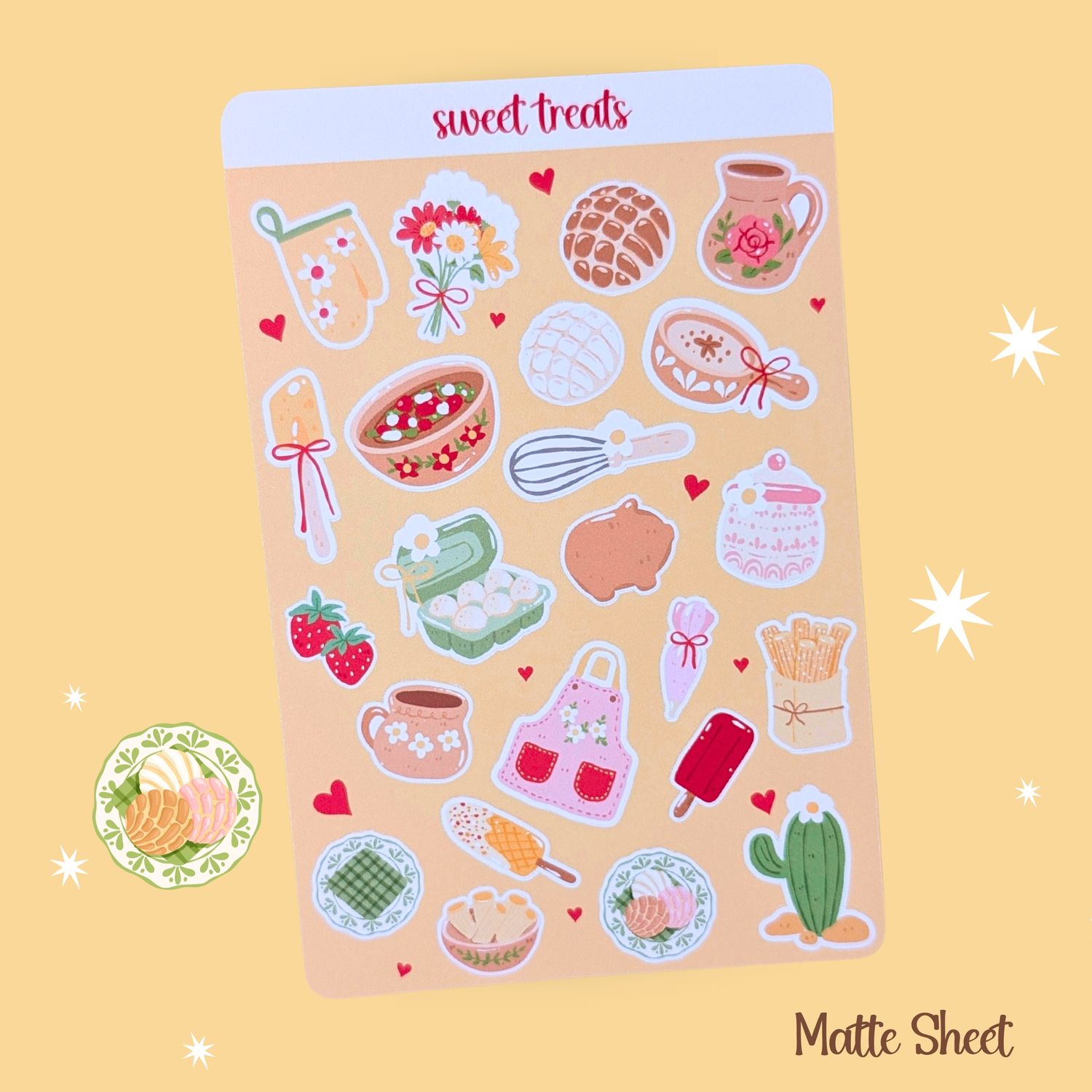 Pan Dulce &quot;Sweet Treats&quot; Sticker Sheet, Mexican Sweets Stickers, Cute Kawaii Styled Dessert Sticker Sheet