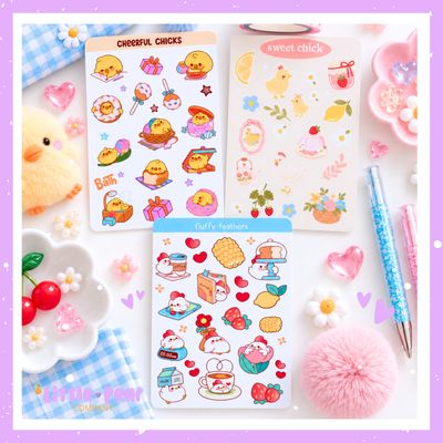 Cute Chicken Sticker Bundle - 3 Kawaii Sticker Sheets for Journaling, Planners + Happy Mail Cute Chicken Sticker Bundle - 3 Kawaii Sticker Sheets for Journaling, Planners + Happy Mail