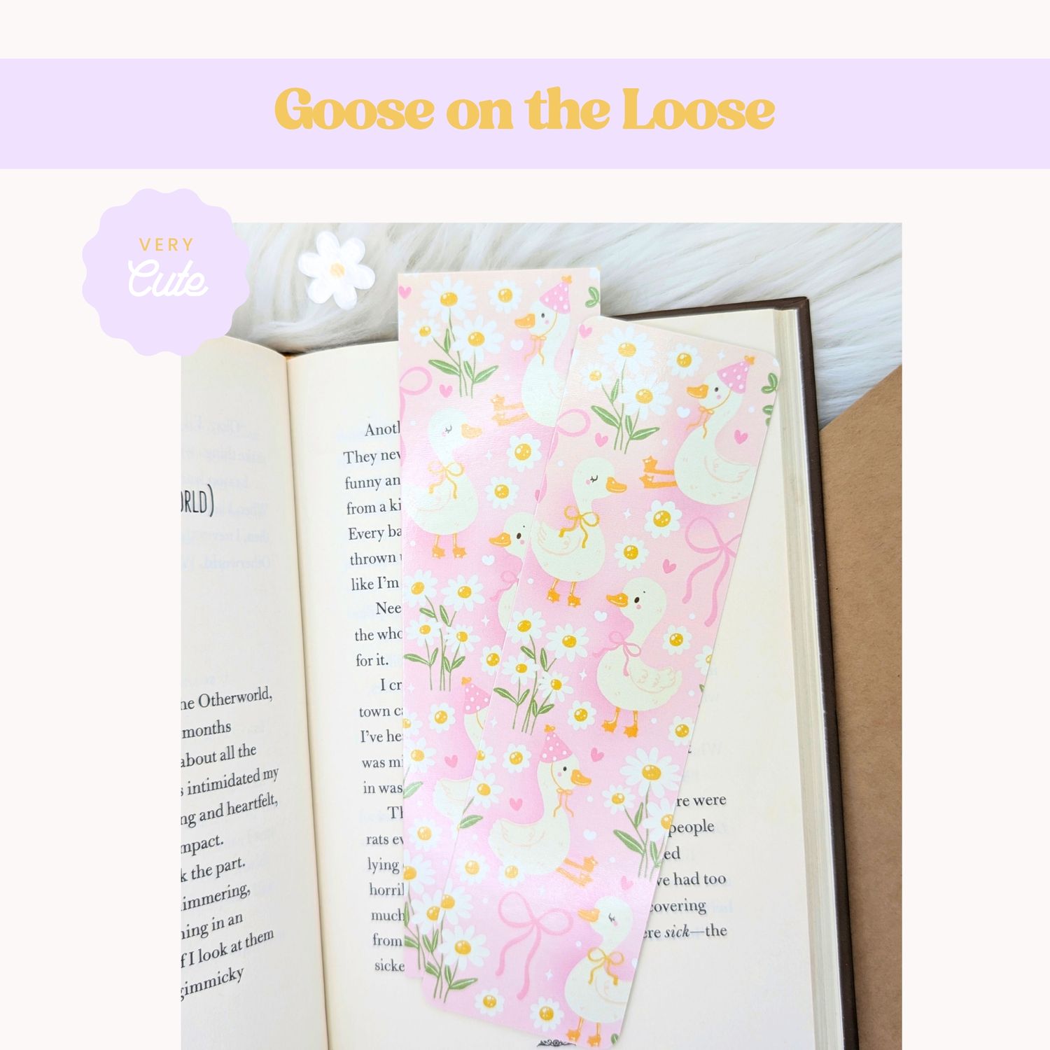 Cute Goose 2x7 Glossy Coated Bookmark, Silly Goose Bookmark