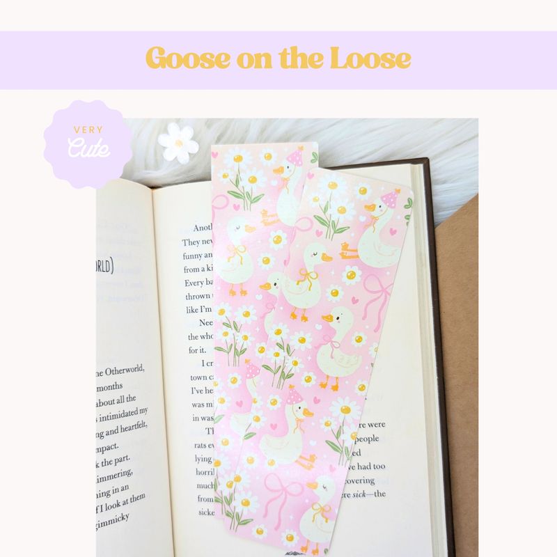 Cute Goose 2x7 Glossy Coated Bookmark, Silly Goose Bookmark