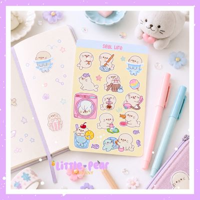 Cute Seal Sticker Sheet, Sea Lion Stickers, Aesthetic Kawaii Stationery Stickers