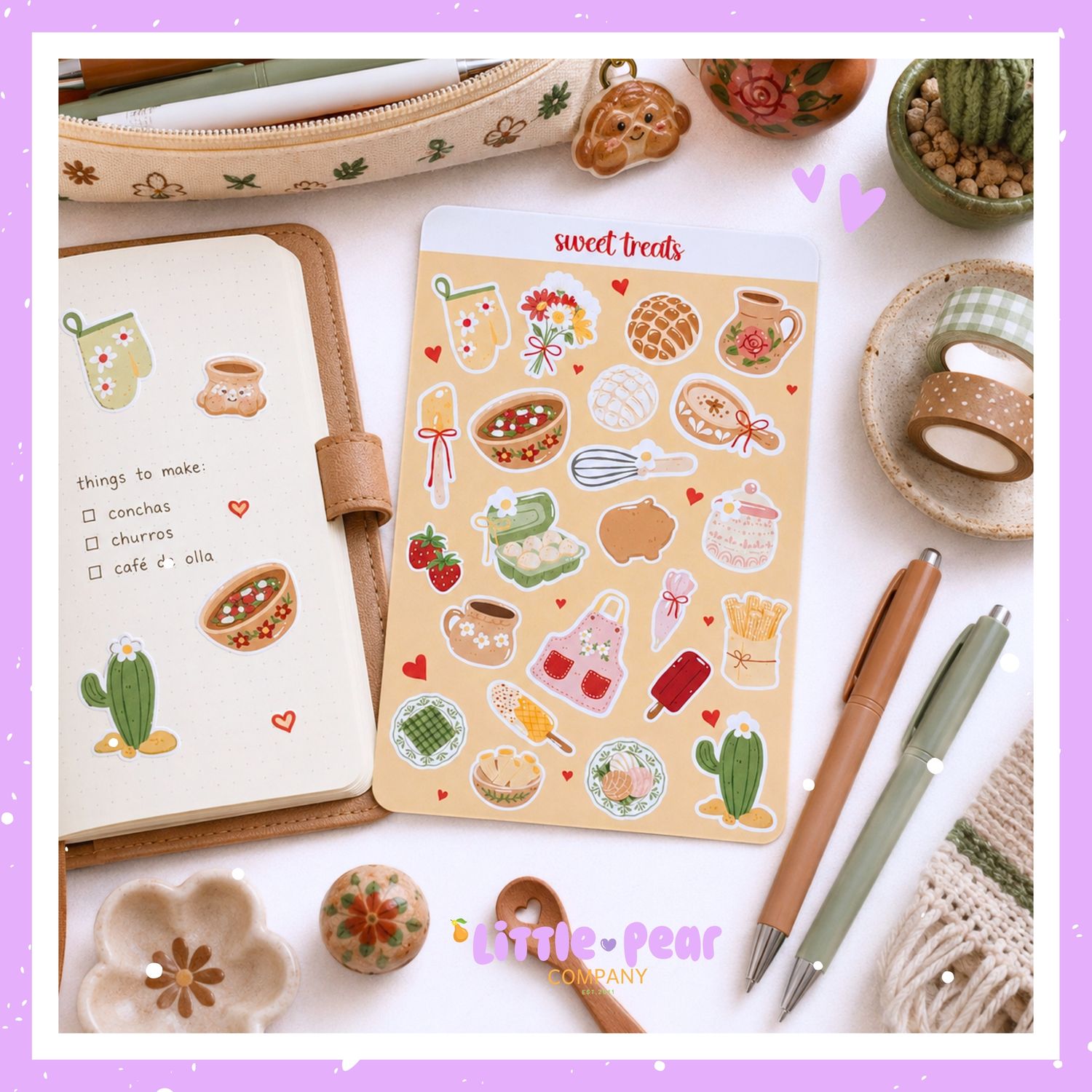 Colorful Pan Dulce "Sweet Treats" Sticker Sheet, Mexican Sweets Stickers, Cute Kawaii Styled Dessert Sticker Sheet