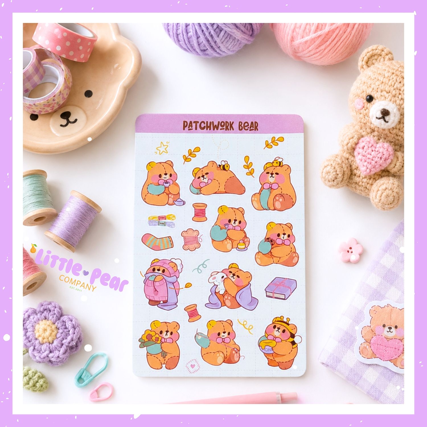 Bear Sticker Sheet, Kawaii Bear Stickers, Patchwork Teddy Bear Sticker Sheet Bear Sticker Sheet, Kawaii Bear Stickers, Patchwork Teddy Bear Sticker Sheet