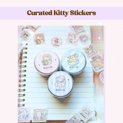Kitty Glitter Stickers - Cat Glitter Sticker Roll - Kawaii Cat Stickers - Kawaii Stationery