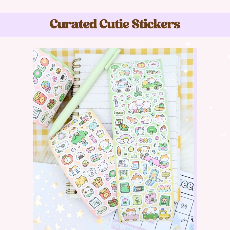 Mini Glitter Stickers - Kawaii Stationery - Mini Journal Decorating Stickers - Kawaii Sticker Sheet