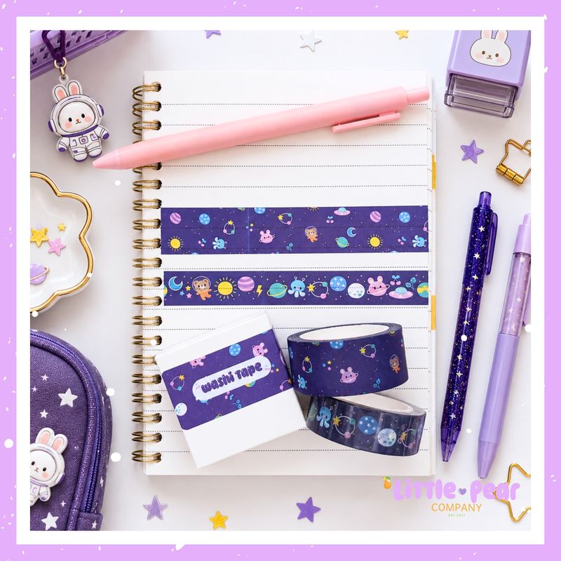 Space Bunny Washi Tape - Kawaii Masking Tape - Removable Decorative Tape