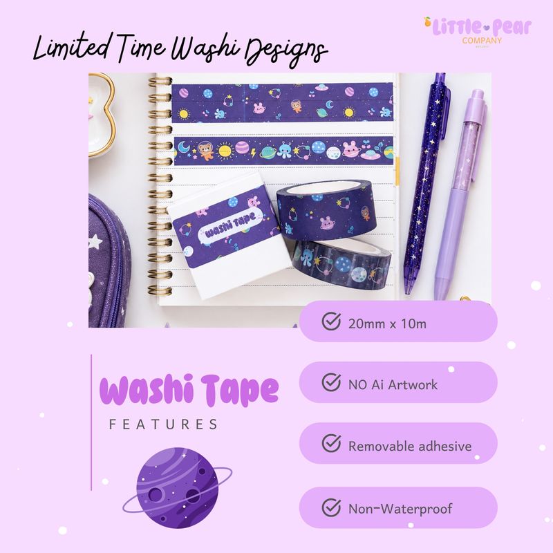 Space Bunny Washi Tape - Kawaii Masking Tape - Removable Decorative Tape