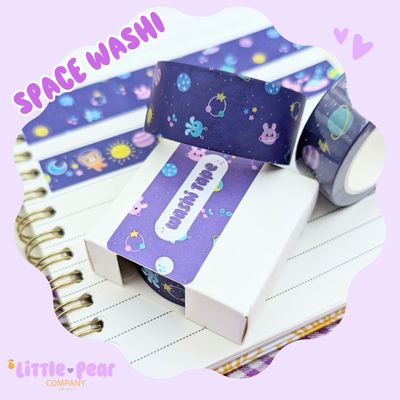 Space Bunny Washi Tape - Kawaii Masking Tape - Removable Decorative Tape