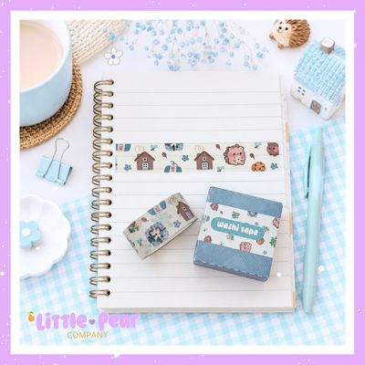 Hedgehog Washi Tape - Kawaii Masking Tape - Cozy Cottage-Core Washi