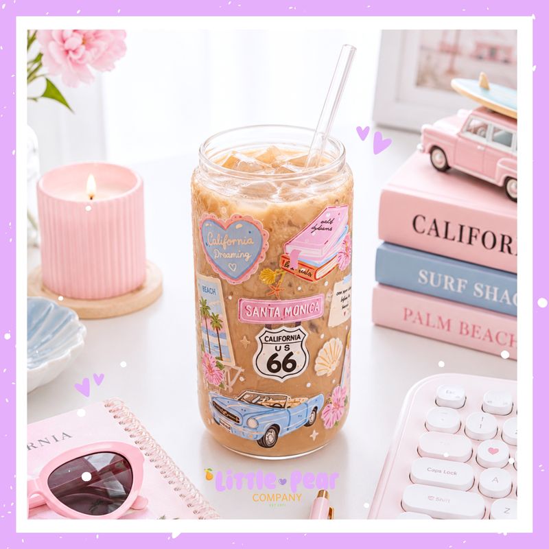 California Glass can Cup - Girly Cup Design - Cali Love Girlie Glass