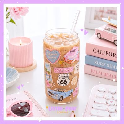 California Glass can Cup - Girly Cup Design - Cali Love Girlie Glass