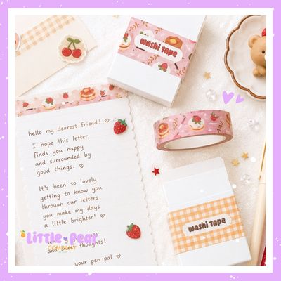 Pancake Washi Tape Set - Kawaii Washi Tape - Decorative Masking Tape for Happy Snail Mail + Journaling Pancake Washi Tape Set - Kawaii Washi Tape - Decorative Masking Tape for Happy Snail Mail + Journaling