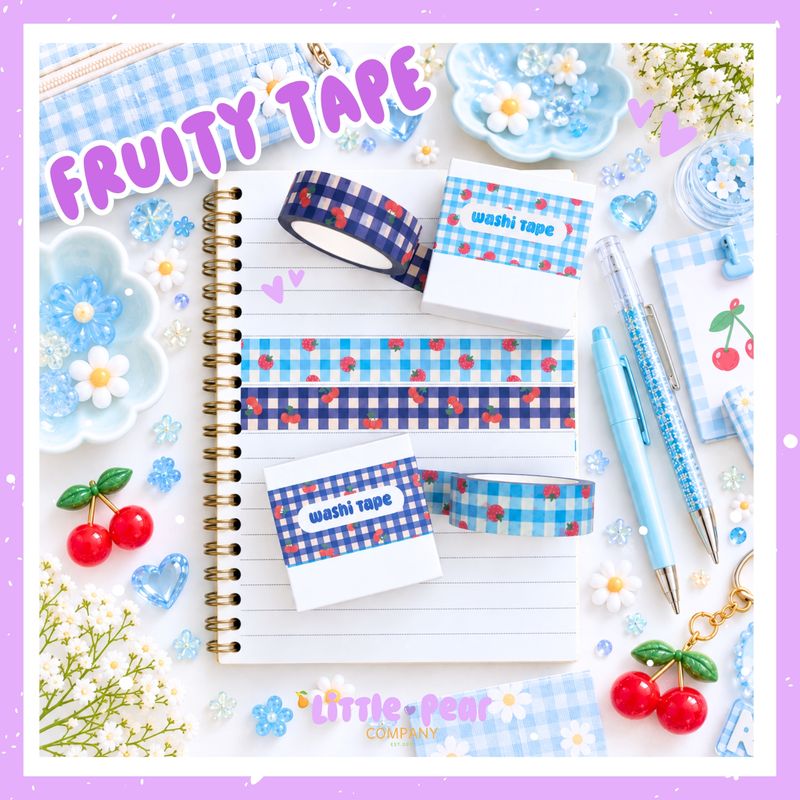 Fruit Gingham Washi Tape - Kawaii Masking Tape - Decorating Tape