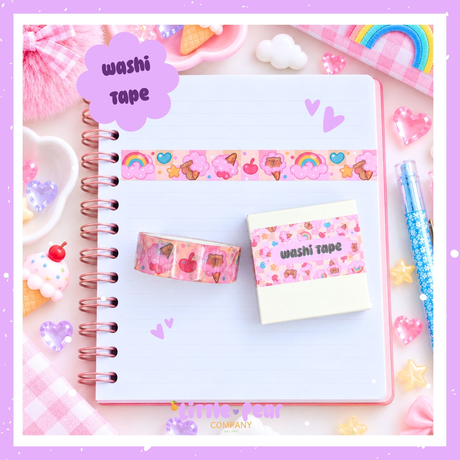 Cute Capybara Washi Tape for Happy Mail - Kawaii Masking Tape for Letter Writing