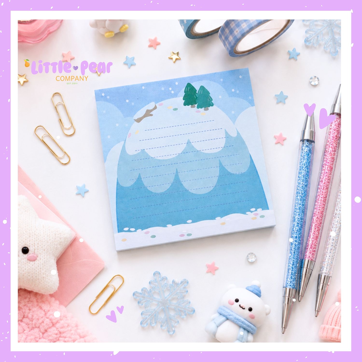 Winter Sticky Notepad - Kawaii Christmas 4x4 Sticky Notes