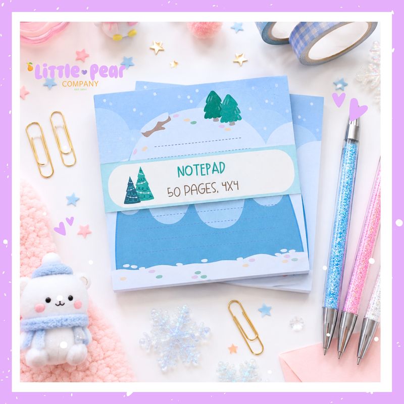 Winter Sticky Notepad - Kawaii Christmas 4x4 Sticky Notes