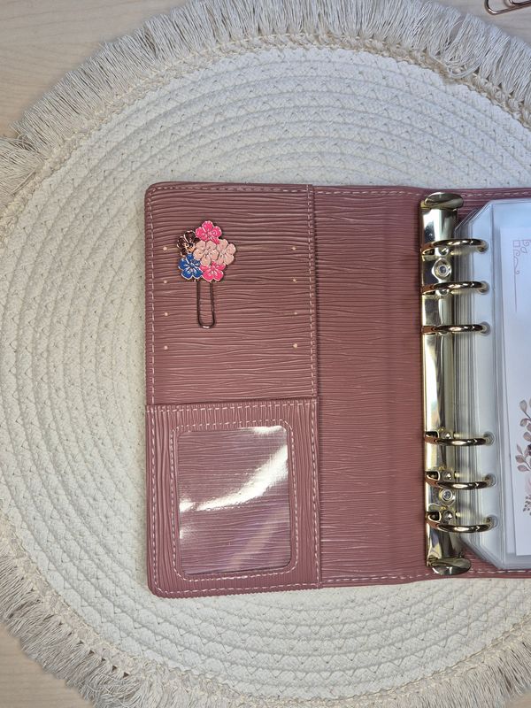 Paperclip binder bloem groot roze