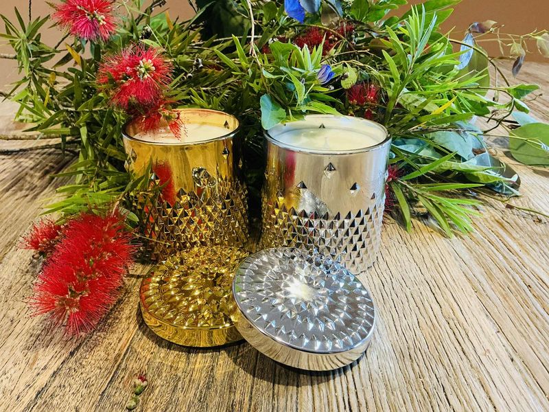 Stud Glass Electro Plate Candle