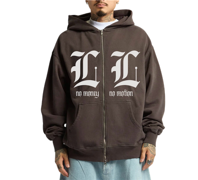 Vintage Letter Double Zip Hoodie