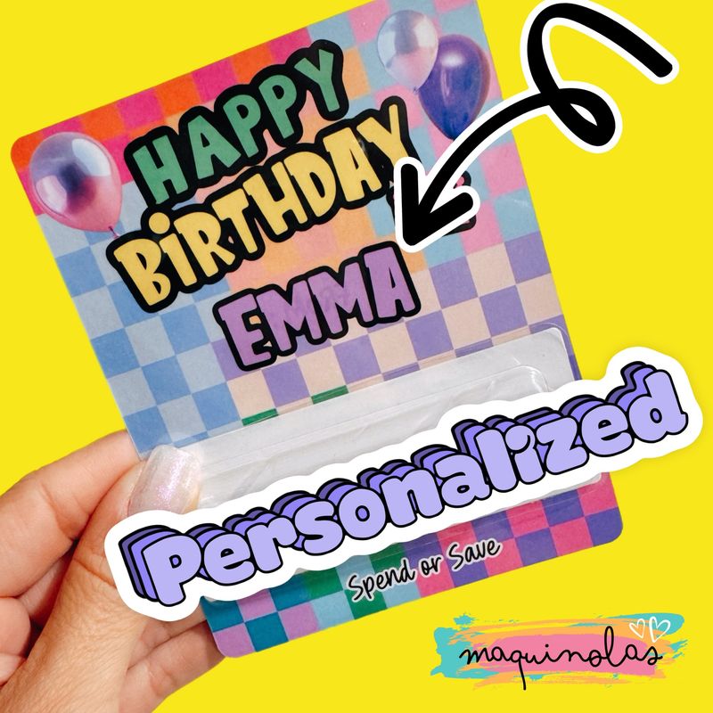 Tarjeta de Regalo dinero en efectivo PERSONALIZADA