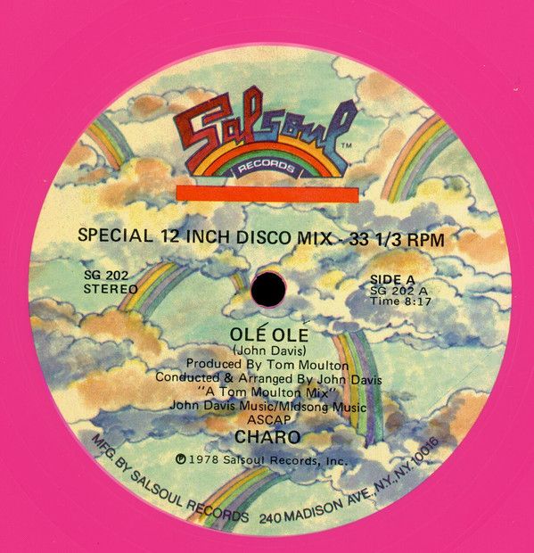 Charo – Olé Olé (Special 12 Inch Disco Mix) (VG+, 1978, 45 RPM Single, Pink Vinyl, Salsoul Records – SG-202)