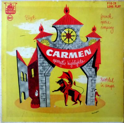 Georges Bizet, French Opera Company – Carmen Operatic Highlights (G, 10" Vinyl, Plymouth – P10-29)