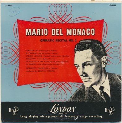 Mario del Monaco – Operatic Recital No. 2 (G, 1954, 10" LP, London Records – LD-9132)