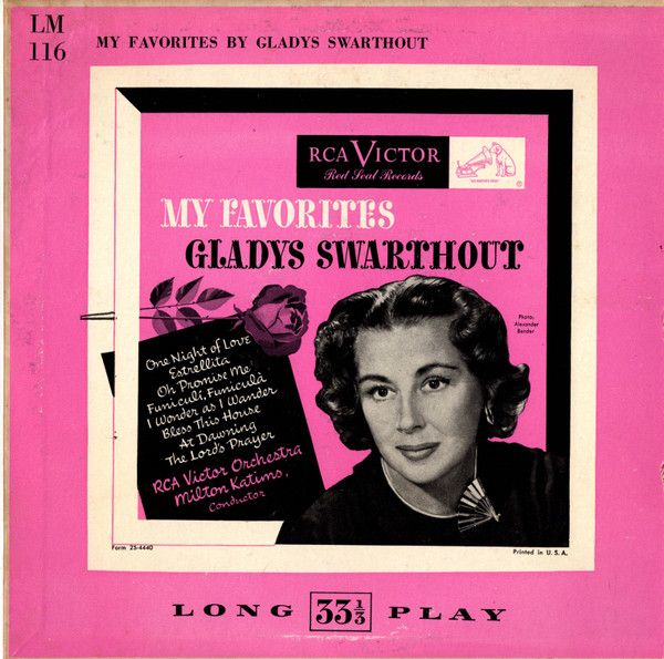 Gladys Swarthout – My Favorites (VG, 1950, LP, 10", RCA Victor Red Seal – LM 116)