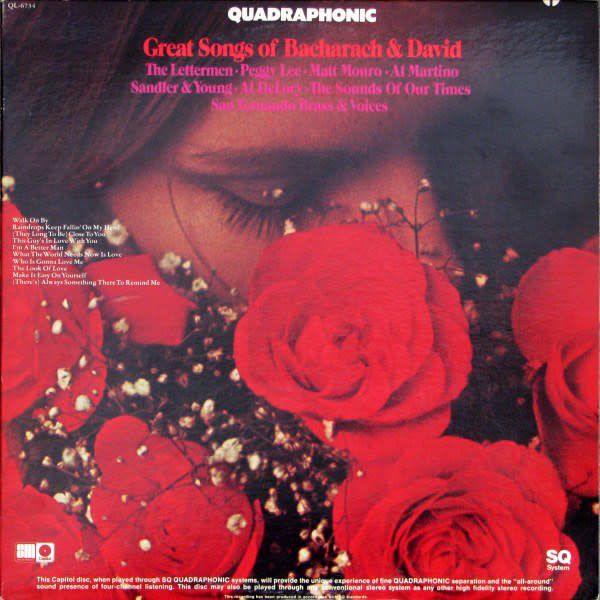 Various – Great Songs Of Bacharach &amp; David (VG, 1972, LP, Creative Products / Capitol Records – QL-6734, USA)
