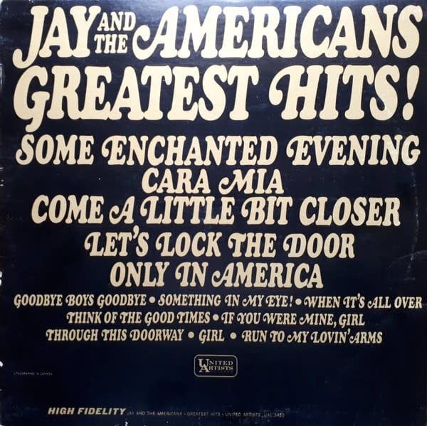 Jay &amp; The Americans – Greatest Hits (VG, 1965, LP, United Artists Records – UAL 3453)