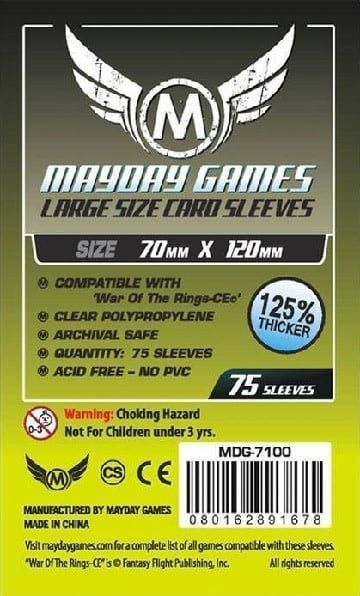 Mayday Games Large Size Card Sleeves 70mm x 120mm (75 Pack)