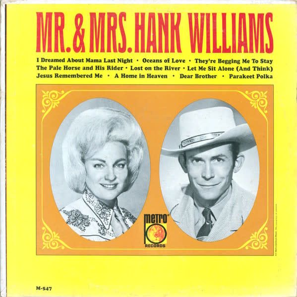 Hank &amp; Audrey Williams – Mr. &amp; Mrs. Hank Williams (G+, 1966, LP, Metro Records – M 547(A) / M-547)