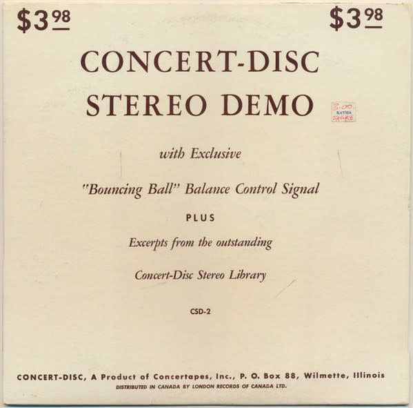 Various – Concert-Disc Stereo Demo With Exclusive &quot;Bouncing Ball&quot; Balance Control Signal (G+, 1958, LP, Concert-Disc – CSD.2)