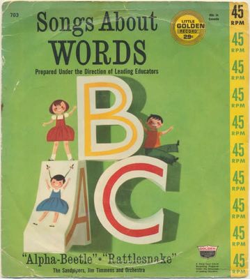 The Sandpipers, Jim Timmens And Orchestra – Songs About Words (G, 1962, Vinyl, 7", 45 RPM, Little Golden Record – 703 / FF703)