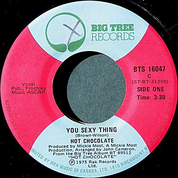 Hot Chocolate – You Sexy Thing / Amazing Skin Song (VG, 1975, 7&quot;, 45 RPM, Single, Big Tree Records – BTS 16047)