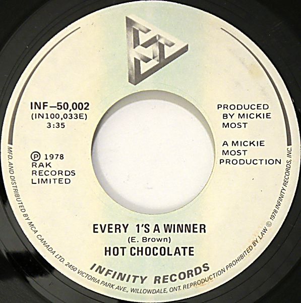 Hot Chocolate – Every 1&#39;s A Winner / Power Of Love (VG, 1978, 7&quot;, 45 RPM, Infinity Records – INF-50,002)