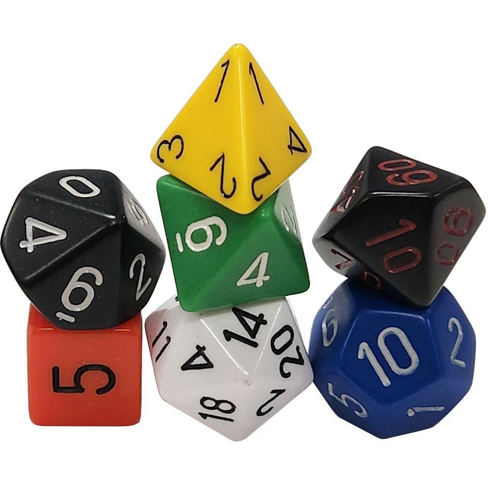Chessex CHX25499 Nostalgia Opaque GM and Beginner Player Polyhedral 7-Die Set