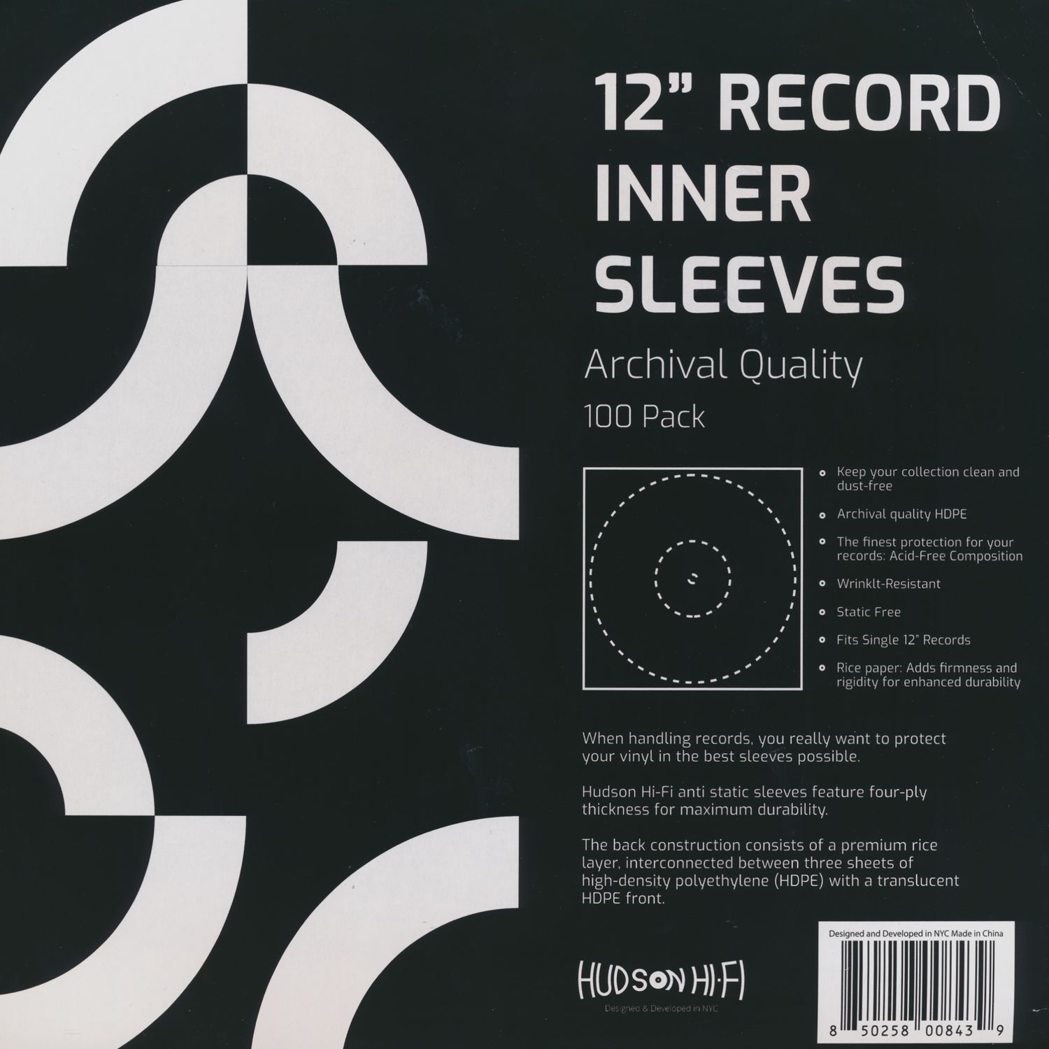 12" LP Inner Sleeves Archival Quality HDPE / Rice Paper (100 Pack)