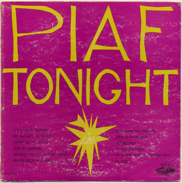 Edith Piaf – Piaf Tonight (G, 1955, LP, Angel Records – ANG-65024)