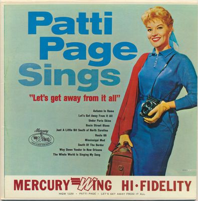 Patti Page – Let's Get Away From It All (VG+, 1958, LP, Mercury Wing – MGW-12250)