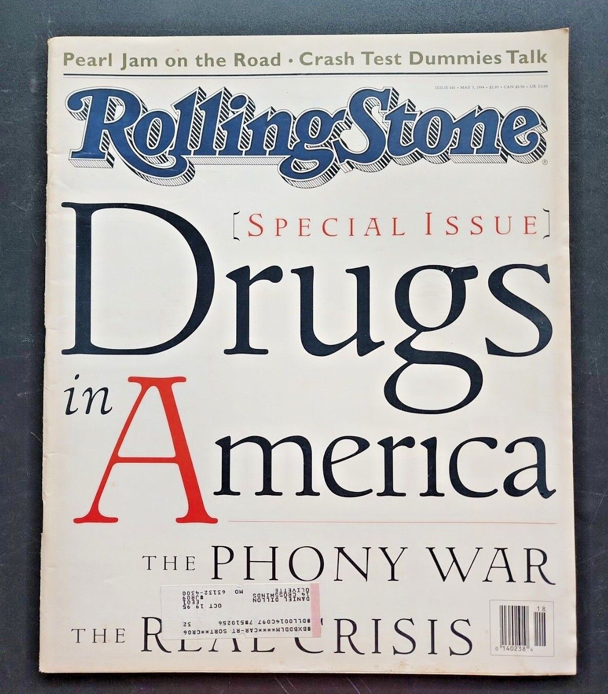 Rolling Stone #681 (May 5 1994) Pearl Jam, Crash Test Dummies, War On Drugs (magazine)